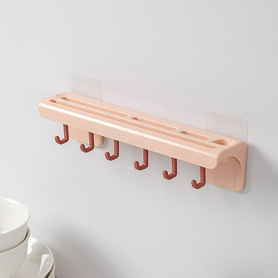 PRYESS Kitchen Storage Rack Household Holder, Spoon And Spatula Storage Rack Wall Mounted Kitchen Rack, Organizes Utensils, Wall-Mounted Kitchen Knife & Utensil Holder, Pink Color
