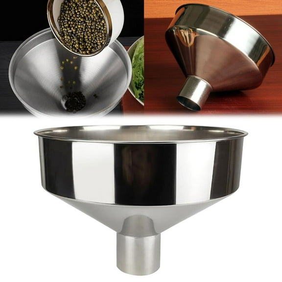 PRYESS Large Funnel 8x6 Inch, Stainless Steel Funnel with 4.2cm Polished & Smooth Stainless for Kitchen Use, for Oil Soybean & More, Stainless Steel Funnel, Kitchen Essential