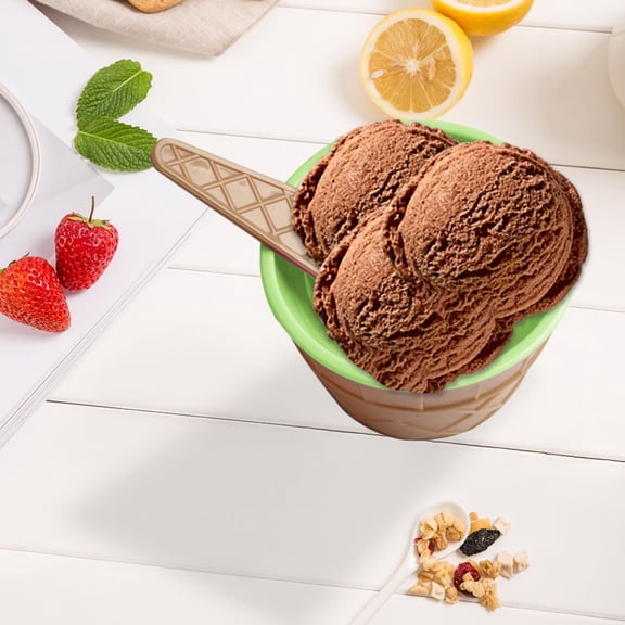 PRYESS Mini Ice Bowl With Spoon, Dessert Bowl Wedding Dessert Cup Set, Ice Party Children's Food Bowl With Spoon Sundae Yogurt Soup, Mini Ice Cream Bowl with Spoon, Green Color