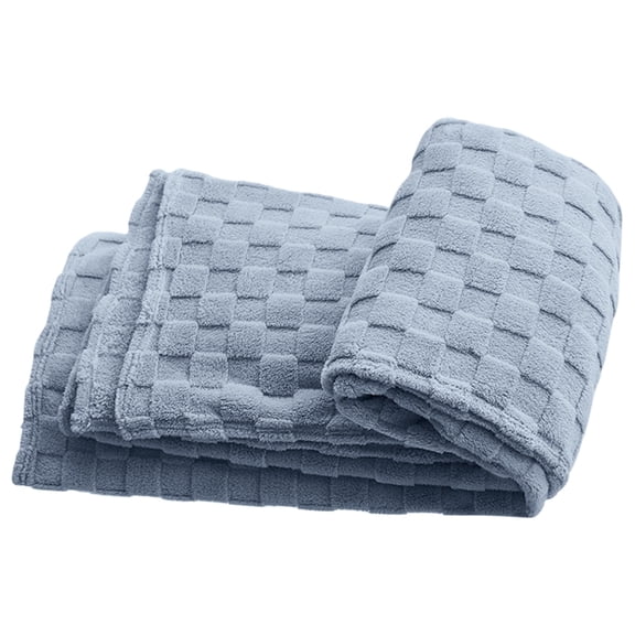 PRYESS Misty Blue Checkered Taffeta Blanket 70X100cm Soft Cozy Throw for Home, Lightweight Plaid Blanket for Living Room Outdoor