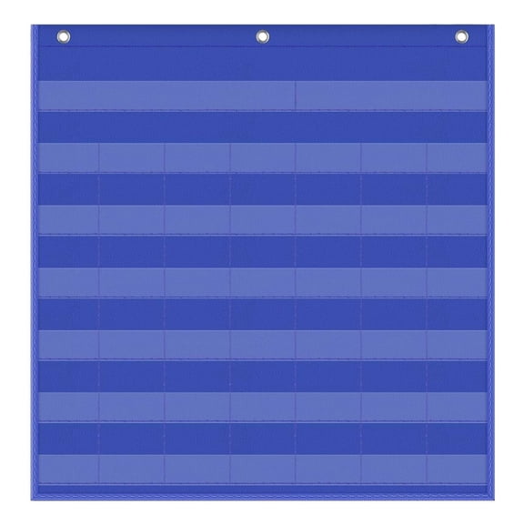 PRYESS Monthly Calendar Pocket Chart, Blue 71 x 71 cm Monthly Calendar Pocket Chart, Hanging Schedule Organizer for 2.75 x 2.75 Inch Cards with Grommets