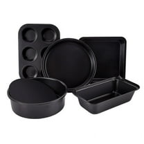 PRYESS Nonstick Bakeware Set, Nonstick Bakeware Sets Baking Pans for Toaster Oven, Pizza Pan Cake Pan and Cookie Sheet, 5Pcs Set for Kitchen Baking