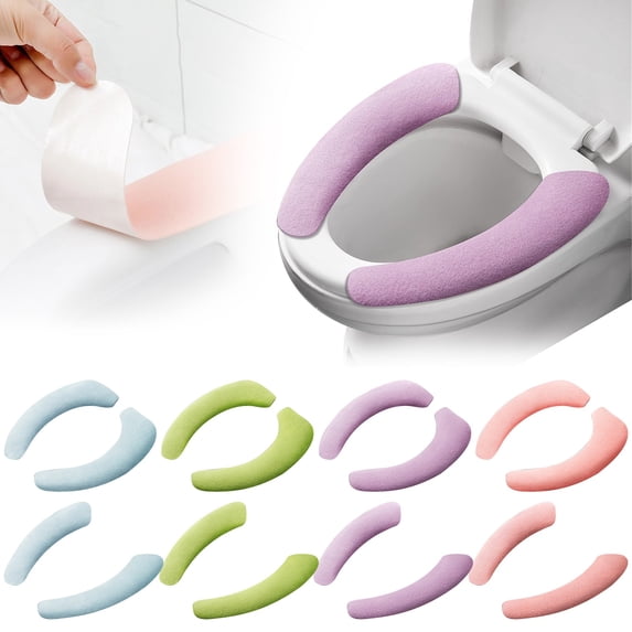 PRYESS Pink Regular Adhesive Toilet Seat Sticker Thick Soft Warm Toilet Cover, Elastic Bathroom Seat Cover Easy Install Clean