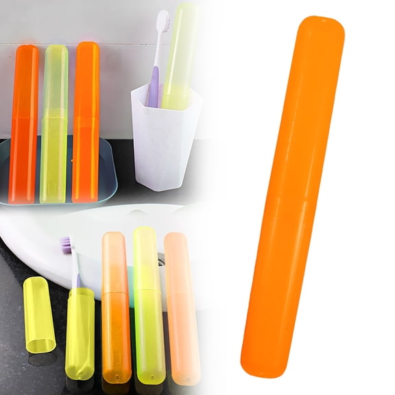 PRYESS (Plastic Box Multicolor Set Home Decor), Toothbrush Case Holders Travel Cover New Tube Plastic Box Multicolor Set Home Decor, Protective Holder, Compact Design, Orange