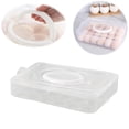 thumbnail image 1 of PRYESS Portable Egg Holder, Crystal White Single Layer Plastic Egg Carton Holds 24 Eggs, Deviled Egg Tray with Handle and Lid for Refrigerator, Kitchen, Easter Parties, 1 of 9
