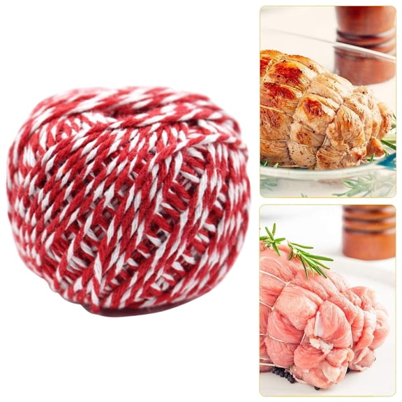 PRYESS Red 1.5Mm Brown Yarn Crocheting Approx. 70M, Natural Cotton Kitchen Twine for Cooking Butcher'S Meat Tying String, Food-Safe for Crafts and Bamboo Leaf