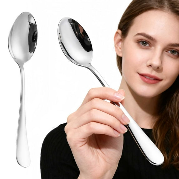 PRYESS Spoons Silverware 7In, Stainless Steel Dinner Spoons, Silverware Table Spoons for Home Kitchen Restaurant, Dishwasher Safe