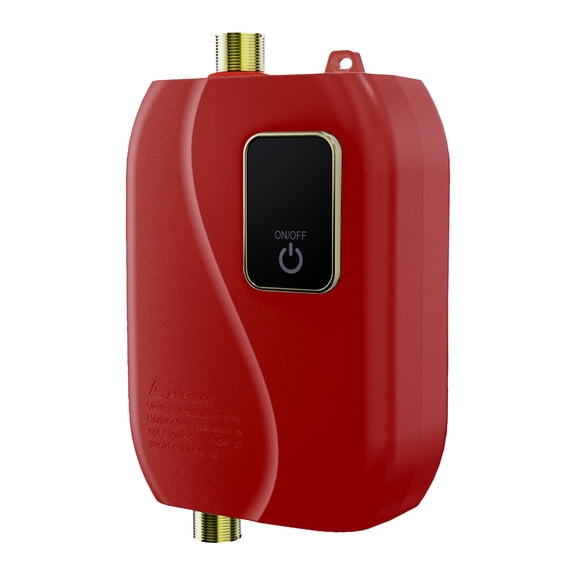 PRYESS Tankless Instant Water Heater, Red 110V 3000W Tankless Instant Water Heater with Digital Display, Digital Display Boiler for Kitchen Bathroom