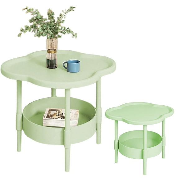 PRYESS Tier Side Table with Removable Tray, 2-Tier Side Table with Removable Tray, Small Sofa Coffee Table, Space-Saving, Easy to Assemble, for Bedroom Living Room