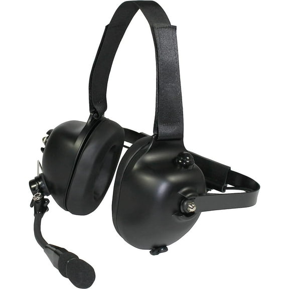 PRYME HDS-EMB03-KIT Heavy Duty Behind The Head (Racing Style) Dual Muff Headset with Radio Cable That Fits All Moto Radios Using a 2-pin Connector