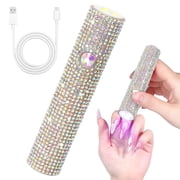 PRYZUNA Portable Nail Lamp   Mini Rhinestone UV LED Flashlight Dryer, USB Rechargeable Gel Nail Curing Light for Single-Finger Use & Travel