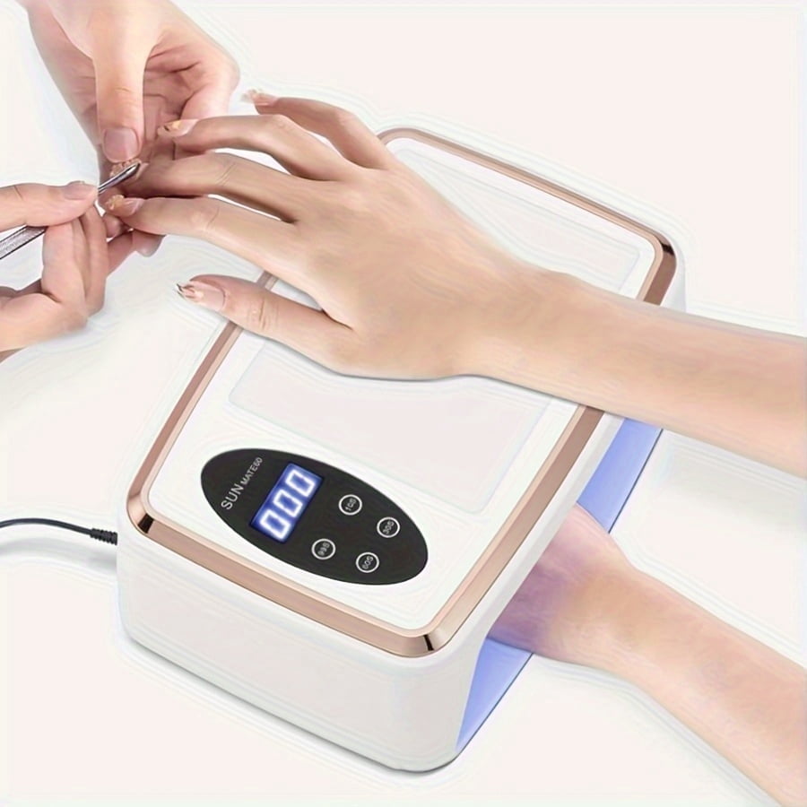 PRYZUNA Professional Nail Lamp – 380W Gel Nail Dryer with 90 LEDs, 4 Timer Settings, Smart Sensor & PU Armrest for Salon and Home Use (US Plug)