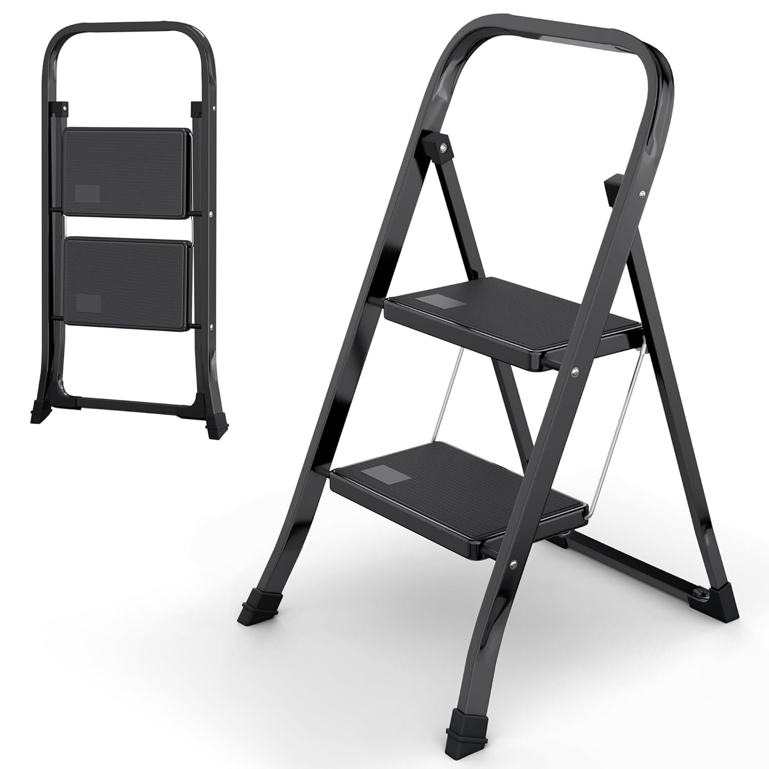 PRZL 2 Step Ladder with Wide Anti-Slip Platform & Thick Rubber Feet ...