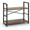 thumbnail image 1 of PRZL 2 Tier Small Bookshelf, 24 Inch Width Free Standing Shelf, Industrial Book Shelves for Home Office, Bookcase Shelf Storage Organizer for Living Room, Rustic Oak Vintage Shelves & Metal Frame, 1 of 6