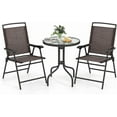 thumbnail image 1 of PRZL 3-Piece Bistro Set, Patio Furniture Set for Outdoor Poolside Balcony Garden Yard, 28" H Outdoor Round Table and 2-Pack Folding Chairs, 3PCS Bistro Dining Furniture Set(Brown), 1 of 10