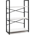 thumbnail image 1 of PRZL 3 Tier Small Bookshelf, Bookcase Shelf Storage Organizer for Living Room, 24 Inch Width Free Standing Shelf, Industrial Book Shelves for Home Office, White Shelves & Metal Frame, 1 of 13