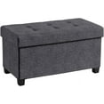 thumbnail image 1 of PRZL 30 Inch Folding Storage Ottoman with Storage Bench, Large Storage Ottoman Bench, Storage Chest, Foot Rest Stool, Bedroom Bench with Storage - Charcoal Gray, 1 of 16