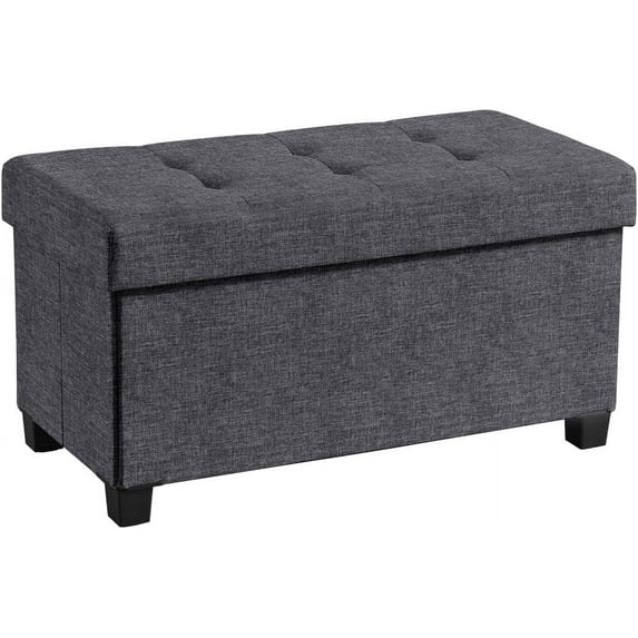 PRZL 30 Inch Folding Storage Ottoman with Storage Bench, Large Storage Ottoman Bench, Storage Chest, Foot Rest Stool, Bedroom Bench with Storage - Charcoal Gray