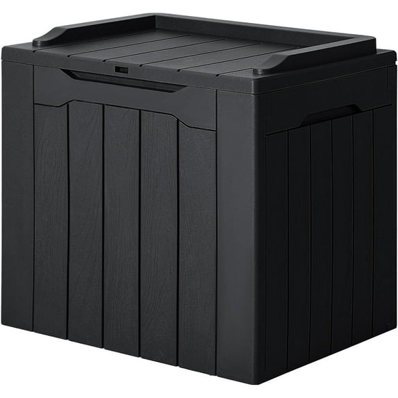 PRZL 31 Gallon Resin Deck Box Waterproof Indoor Outdoor Storage Boxes for Patio Furniture Cushions and Garden Tools (Black)