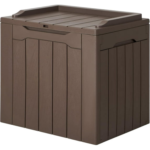 PRZL 31 Gallon Resin Deck Box Waterproof Indoor Outdoor Storage Boxes for Patio Furniture Cushions and Garden Tools (Brown)