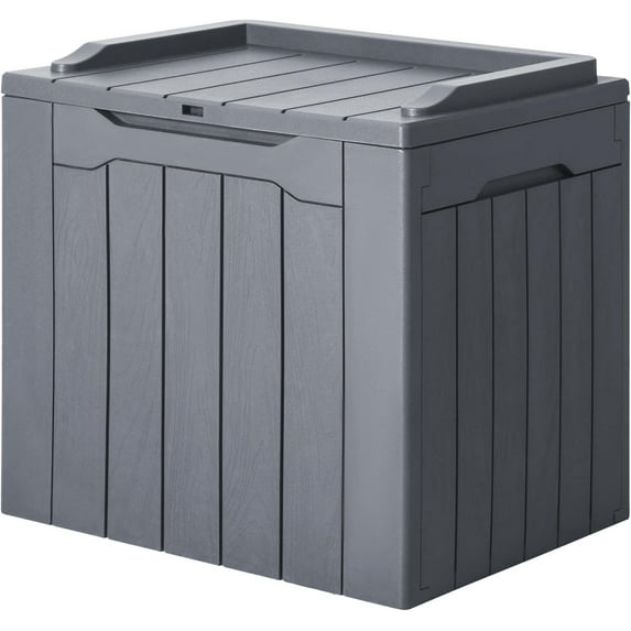 PRZL 31 Gallon Resin Deck Box Waterproof Indoor Outdoor Storage Boxes for Patio Furniture Cushions and Garden Tools (Gray)