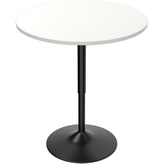 PRZL 31" Round Bar Table Height Adjustable 26"-35" Pub Table with Enlarged Base for Living Room Patio Bistro Café, White
