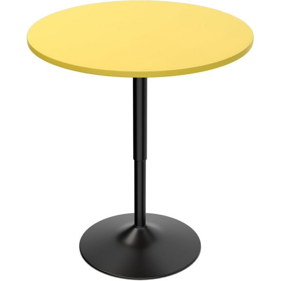 PRZL 31" Round Bar Table Height Adjustable 26"-35" Pub Table with Enlarged Base for Living Room Patio Bistro, Yellow