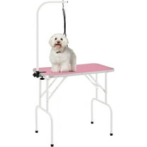 PRZL 32in Foldable Pet Grooming Table - Professional Dog Cat Trimming Table w/Adjustable Arm & Noose（Pink）