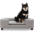 thumbnail image 1 of PRZL 37-Inch Modern Pet Sofa with PU Scratch-Resistant Fabric and Adjustable Legs, Elevated Dog Couch for Small and Medium Dogs, Comfortable Dog Sofa Bed   Grey, 1 of 8