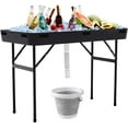 thumbnail image 1 of PRZL 4 Foot Ice Tables for Parties with Drain, Folding Cooler Table Outdoor with Foldable Bucket, Removable Skirt, Portable Chill Cooler for Drinks Beverages, Party Ice Bin Table for BBQ Wedding, 1 of 9