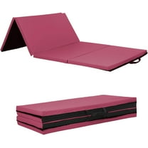 PRZL 4 Pannel Folding Exercise Mat, 2 Inch Thick Gymnastics Mat 8’x4’, Gym Mat with Carrying Handles for MMA Yoga Stretching Gymnastics and Home Gym（Burgundy）