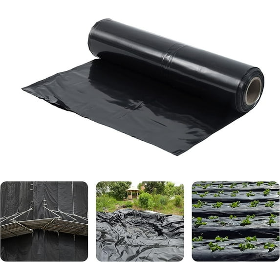 PRZL 4 mil Black Plastic Sheeting, Roll of Heavy-Duty Plastic Sheet, Polyethylene Vapor Barrier Plastic Sheeting, Black Painters Tarp, Black Plastic Tarp, Multi-Purpose, 4' x 100'