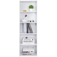 thumbnail image 1 of PRZL 5 Tier Open Bookshelf, 52 Inch Bookcase Storage Rack for CDs Movies Book, Freestanding Wood Open Bookshelf for Living Room Bedroom Study Office, White, 1 of 16