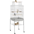 thumbnail image 1 of PRZL  53.5-inch Play Open Top Medium Small Bird Cage with Detachable Rolling Stand for Parrot Lovebirds Finches Canaries Parakeets Cockatiels Budgie Parrotlet Conures  Light Gray, 1 of 7
