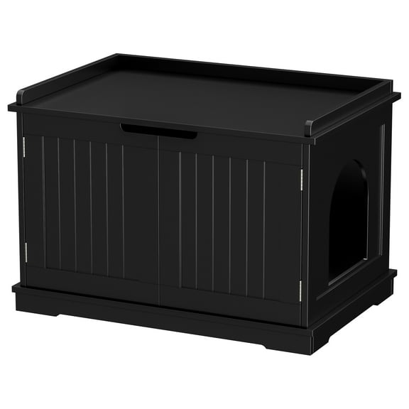 PRZL Cat Litter Box Enclosure Furniture, Cat Washroom, Hidden Litter Box Cover, Cabinet for Large Cat, Dog Proof Cat Litter Boxes, Hideaway Litter Box, Cat House Black