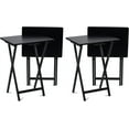 thumbnail image 1 of PRZL Conventional Solid and Sturdy Wood Construction Portable Folding TV Snack Tray Table Desk Serving Stand, Black (4-Piece Set), 1 of 16