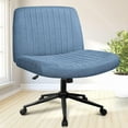 thumbnail image 1 of PRZL Criss Cross Chair with Wheels & Pads Home Office Cross Legged Chairs Ergonomic Computer Desk Task Wide Seat for Bedroom Vanity Comfy Swivel (Blue), 1 of 12