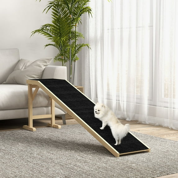PRZL Dog Ramp for Bed, Pet Ramp for Dogs with Non-Slip Carpet and Top Platform,indoor,74" x 16" x 25" Brown