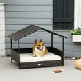 thumbnail image 1 of PRZL Elevated Wicker Dog House, Raised Rattan Pet Bed Cabana w/ Cushion,Canopy,Outdoor  Cream White, 1 of 12