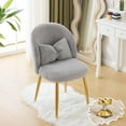 thumbnail image 1 of PRZL Fluffy Girls Vanity Chair with Back & Pillow,Cute Small Cozy Desk Chair No Wheels,Comfy Makeup Ch with Ajustable Gold Legs,for Bedroom,Living Room,Small Space,Grey, 1 of 18