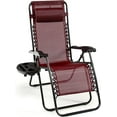 thumbnail image 1 of PRZL Folding Reclining Lounge Chair, Outdoor Zero Gravity Recliner W/Side Tray & Detachable Headrest Pillow, Heavy-Duty Steel Frame, Reclining Folding Chair for Poolside, Backyard (1, Wine), 1 of 10