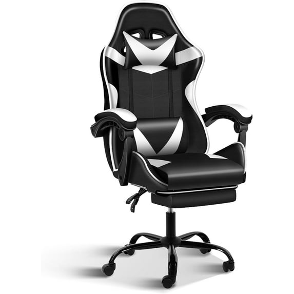 PRZL Gaming Chair with Footrest, Big and Tall Gamer Chair, Racing Style Adjustable Swivel Office Chair, Ergonomic Video Game Chairs with Headrest and Lumbar Support