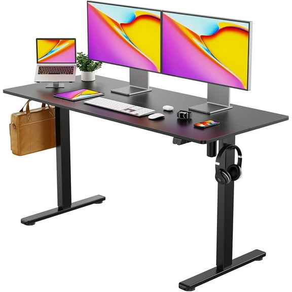 PRZL Height Adjustable 48" Electric Standing Desk - Upgraded Ultra Durable Home Office Large Rectangular Computer or Laptop Sit Stand Workstation - 48 x 24 Inch