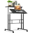 thumbnail image 1 of PRZL Height Adjustable Rolling Desk Mobile Portable Laptop Stand Cart Small Sit Standing Desk Computer Table Workstation for Home Office, Black, 1 of 9