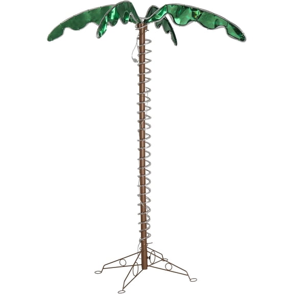 PRZL Palm Tree,Lighted Palm Tree Decoration,Bar Outdoor Christmas Decor,Light Up LED Artificial Fake Trees for Home Party Christmas Nativity Outdoor Patio Pool Porch Deck Party Tropical (5Ft)