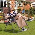 thumbnail image 1 of PRZL Recliner Lounger Chair, Zero Gravity Oversized Folding Patio Recliner w/Adjustable Headrest, Lumbar Support Pillow and Shade Canopy, Patio Lounger Bench Chair for Outdoor (Coffee), 1 of 8