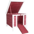 thumbnail image 1 of PRZL Small Wooden Rabbit Hutch Bunny Cage Guinea Pig Cage Duck House Dog House with Openable & Waterproof Roof, Red, 1 of 9
