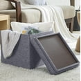 thumbnail image 1 of PRZL Square Storage Ottoman Linen Foldable Tufted Cube Storage Ottoman Foot Rest Stool/Seat with Table Top Lid, Coffee Table Ottoman - 15" x 15" x 15" (Gray), 1 of 14