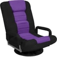 thumbnail image 1 of PRZL Swivel Gaming Chair 360 Degree Multipurpose Floor Chair Rocker for TV, Reading, Playing Video Games w/Lumbar Support, Armrest Handles, Adjustable Foldable Backrest - Black/Purple, 1 of 16