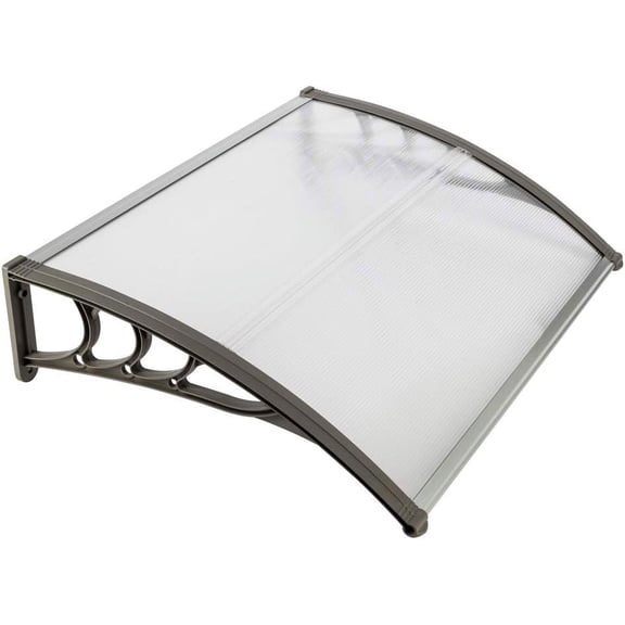 PRZL Window Awning,Door Canopy Household Application Door & Window Rain Cover Eaves (100*80CM, Gray Bracket)